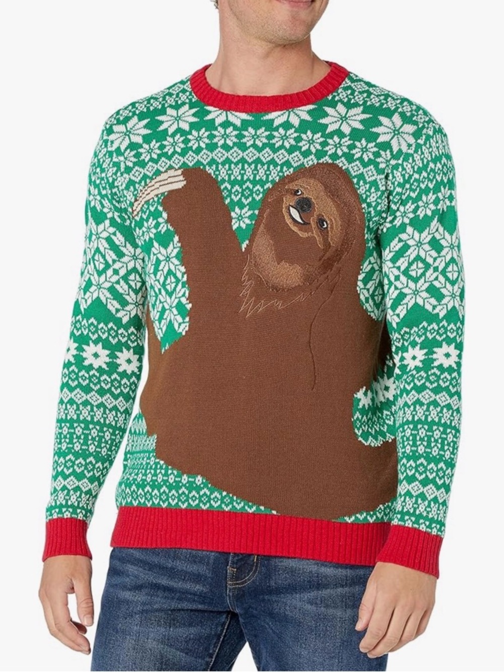 Men's Sloth Hug Ugly Christmas Sweater